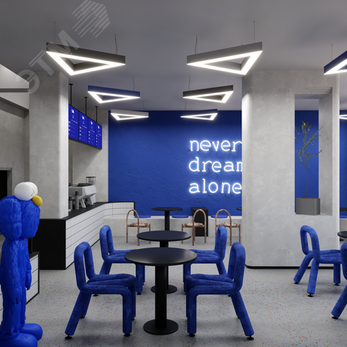 Светильник светодиодный RVE-LBX-HOLE-TRIO-1200-P (Треугольник с отверстием 1200х1039х100мм S80мм 80Вт Подвесной 4000К Белый) - фото 2