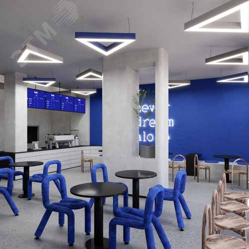 Светильник светодиодный RVE-LBX-HOLE-TRIO-1200-P (Треугольник с отверстием 1200х1039х100мм S80мм 80Вт Подвесной 4000К Белый) - фото 3