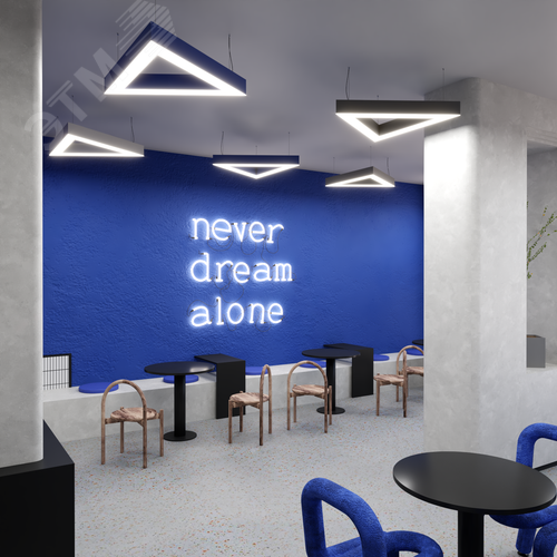 Светильник светодиодный RVE-LBX-HOLE-TRIO-1200-P (Треугольник с отверстием 1200х1039х100мм S80мм 80Вт Подвесной 4000К Белый) - фото 4