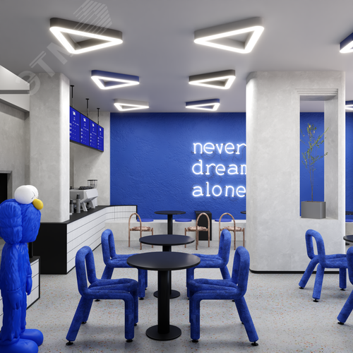 Светильник светодиодный RVE-LBX-HOLE-TRIO-SOFT-900-N (Треугольник закругленный с отверстием 900х801х100мм S80мм 65Вт Накладной 4000К Белый) - фото 2