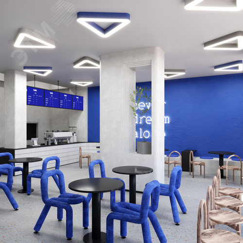 Светильник светодиодный RVE-LBX-HOLE-TRIO-SOFT-900-N (Треугольник закругленный с отверстием 900х801х100мм S80мм 65Вт Накладной 4000К Белый) - фото 3