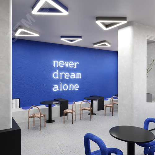 Светильник светодиодный RVE-LBX-HOLE-TRIO-SOFT-900-N (Треугольник закругленный с отверстием 900х801х100мм S80мм 65Вт Накладной 4000К Белый) - фото 4