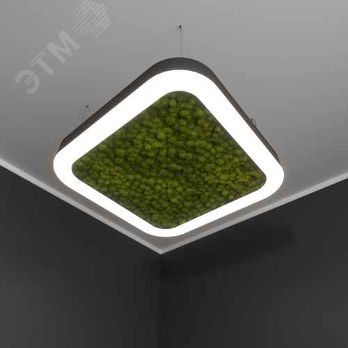 Светильник светодиодный RVE-LBX-MOSS-BOX-SOFT-1600-P (Квадрат закругленный с отверстием 1600х1600х100мм S80мм 147Вт Подвесной 4000К Белый) - фото 1