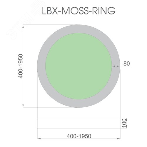Светильник светодиодный RVE-LBX-MOSS-RING-700-N (Кольцо 700х700х100мм S80мм 48Вт Накладной 4000К Белый) - фото 4