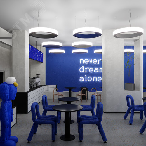 Светильник светодиодный RVE-LBX-RING-OUT-1200-P (Кольцо наружу 1200х1200х50мм S53мм 83Вт Подвесной 4000К Белый) - фото 4