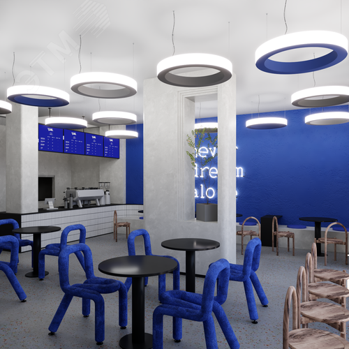 Светильник светодиодный RVE-LBX-RING-OUT-1200-P (Кольцо наружу 1200х1200х50мм S53мм 83Вт Подвесной 4000К Белый) - фото 5