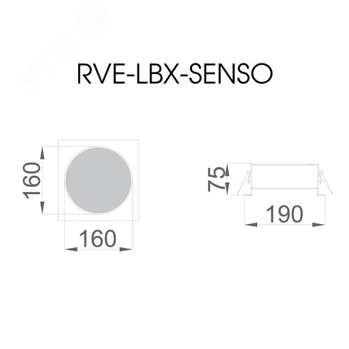 Светильник светодиодный RVE-LBX-SENSO-190x190-V (Карданник 190х190х67мм 10Вт Встраиваемый 4000K белый) - фото 3