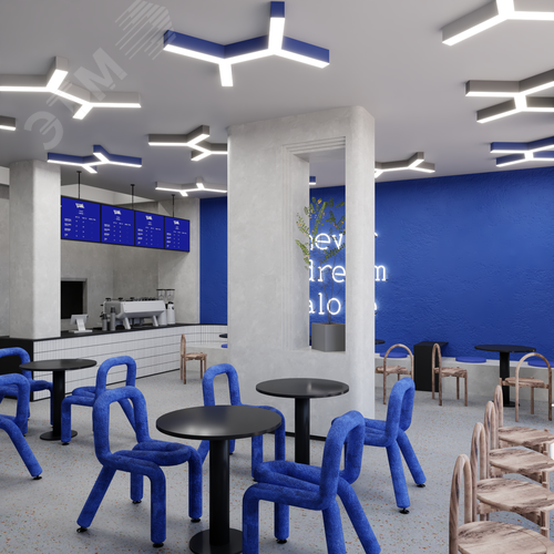 Светильник светодиодный RVE-LBX-TRINITY-2X-900-N (Трехлучевой крест 2х 900х1022х100мм 61Вт Накладной 4000К Белый) - фото 3