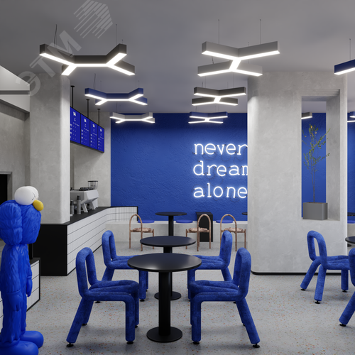 Светильник светодиодный RVE-LBX-TRINITY-2X-700-P (Трехлучевой крест 2х 700х791х100мм 46Вт Подвесной 4000К Белый) - фото 4