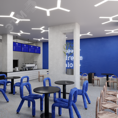 Светильник светодиодный RVE-LBX-TRINITY-2X-1546-VG (Трехлучевой крест 2х 1546х1761х110мм S80мм 106Вт встраиваемый под шпаклевку 4000K Белый) - фото 3