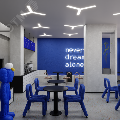 Светильник светодиодный RVE-LBX-TRINITY-1546-VG (Трехлучевой крест 1546х1345х110мм S80мм 64Вт встраиваемый под шпаклевку 4000K Белый) - фото 2