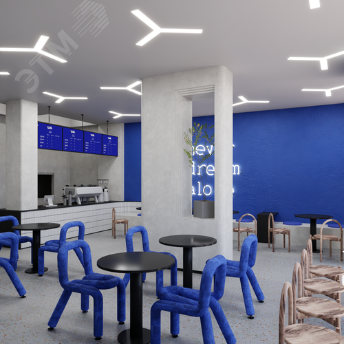 Светильник светодиодный RVE-LBX-TRINITY-1546-VG (Трехлучевой крест 1546х1345х110мм S80мм 64Вт встраиваемый под шпаклевку 4000K Белый) - фото 3