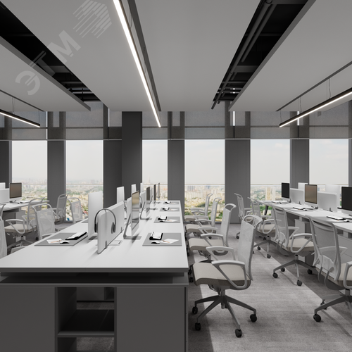 Светильник светодиодный RVE-PLS3567-1460-P (Линейный 1460х35х67мм 39Вт Подвесной 4000К Серый RAL9006 МУАР) - фото 4