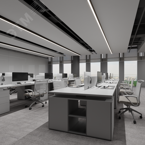 Светильник светодиодный RVE-PLS3590-1468-N (Линейный 1468x35х90мм 39Вт накладной 4000К Серый RAL9006 МУАР) - фото 3