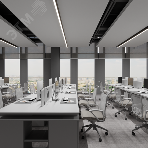 Светильник светодиодный RVE-PLS3590-1468-N (Линейный 1468x35х90мм 39Вт накладной 4000К Серый RAL9006 МУАР) - фото 4