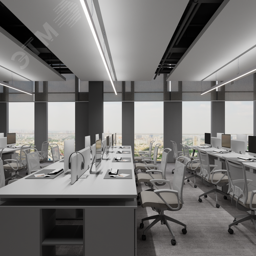 Светильник светодиодный RVE-PLS3775-UPDOWN-980-P (Линейный 980х37х75мм 26Вт Подвесной 4000К Серый RAL9006 МУАР) - фото 4