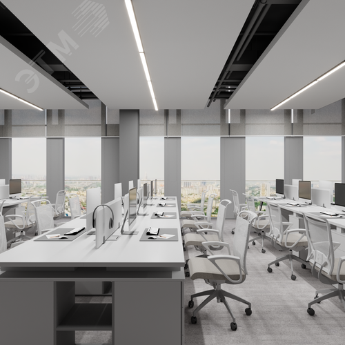 Светильник светодиодный RVE-PLS5032-1940-N (Линейный 1940х50х32мм 52Вт Накладной 4000К Серый RAL9006 МУАР) - фото 4