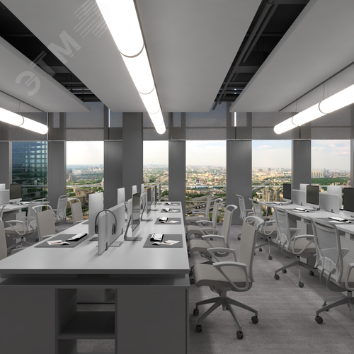 Светильник светодиодный RVE-PLSD120-1460-P (Линейный 1460хD120мм 78Вт Подвесной 4000К Серый RAL9006 МУАР) светильник - фото 4