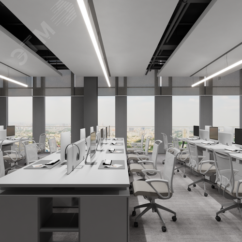 Светильник светодиодный RVE-PLSD30-980-P (Линейный 980хD30мм 26Вт Подвесной 4000К Серый RAL9006 МУАР) светильник - фото 4