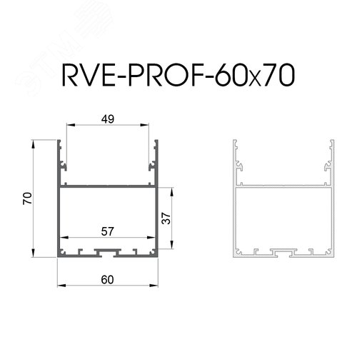 Профиль алюминиевый светотехнический RVE-PROF_60x70 - фото 3