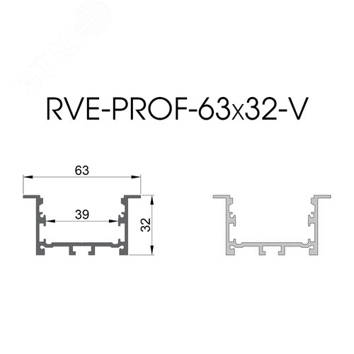 Профиль алюминиевый светотехнический RVE-PROF_63x32_V - фото 3