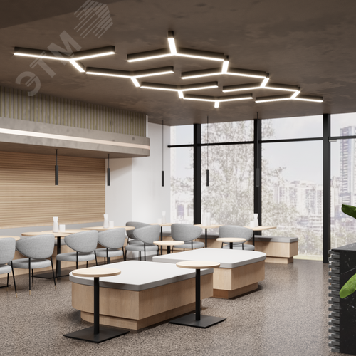 Светильник светодиодный RVE-PLS5070-TRINITY-2121-N (Трехлучевой крест 2121х1837х70мм сегмент 1210мм 50х70мм 98Вт Накладной 4000К Серый RAL9006 МУАР) - фото 4