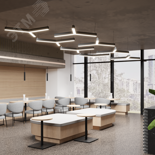 Светильник светодиодный RVE-PLS5070-TRINITY-2121-P (Трехлучевой крест 2121х1837х70мм сегмент 1210мм 50х70мм 98Вт Подвесной 4000К Серый RAL9006 МУАР) - фото 4