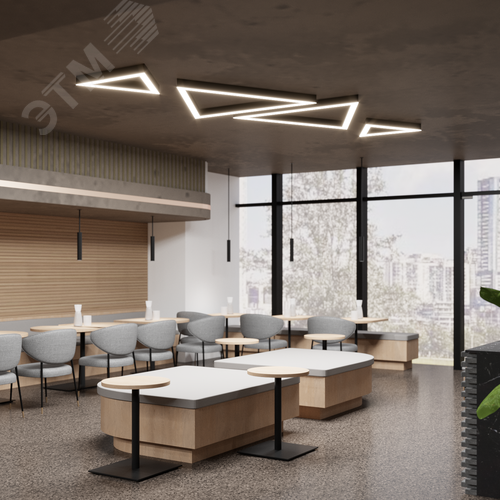 Светильник светодиодный RVE-PLS5070-TRIO-1535-N (Треугольник 1535х1329х70мм сегмент 1535мм 50х70мм 118Вт Накладной 4000К Серый RAL9006 МУАР) - фото 3