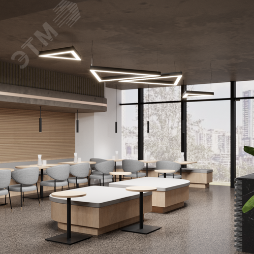 Светильник светодиодный RVE-PLS5070-TRIO-1055-P (Треугольник 1055х914х70мм сегмент 1055мм 50х70мм 78Вт Подвесной 4000К Серый RAL9006 МУАР) - фото 3