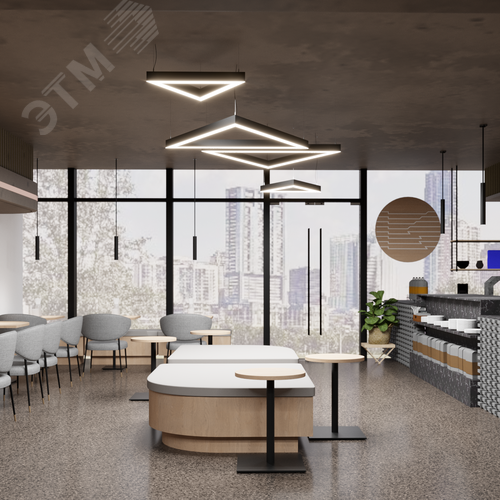 Светильник светодиодный RVE-PLS5070-TRIO-1055-P (Треугольник 1055х914х70мм сегмент 1055мм 50х70мм 78Вт Подвесной 4000К Серый RAL9006 МУАР) - фото 4