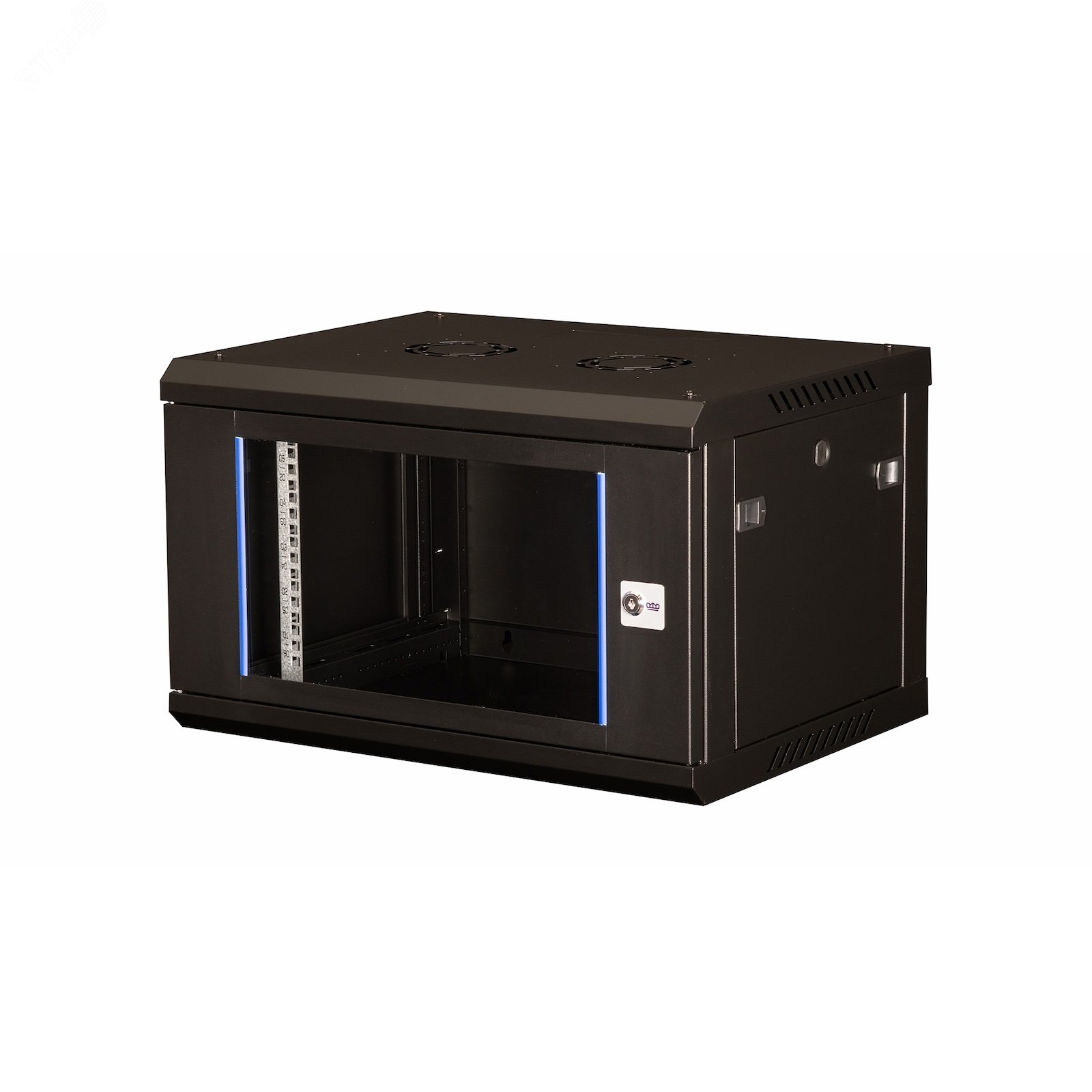 Изображение товара Телекоммуникационный настенный шкаф 6U 368х600х450 мм со стеклянной дверью черный