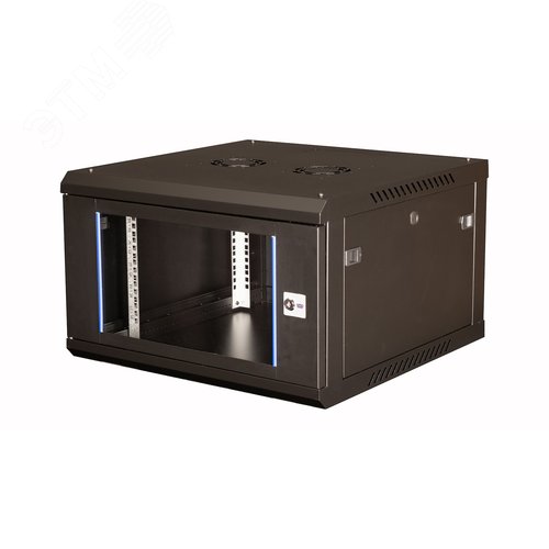 Изображение товара Шкаф 19'' телекоммуникационный настенный, 6U 368х600х600 мм, дверь стекло, черный (шт)