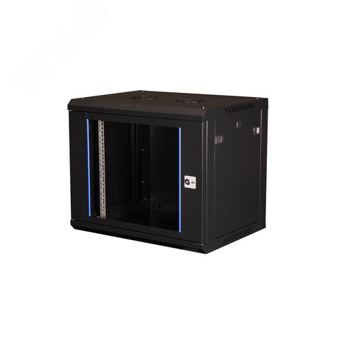 Изображение товара Шкаф 19'' телекоммуникационный настенный, 9U 501х600х450 мм, дверь стекло, черный (шт)