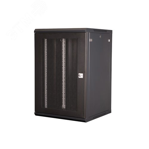 Изображение товара Шкаф 19'' телекоммуникационный настенный, 18U 901х600х600 мм, дверь перфорация, черный (шт)