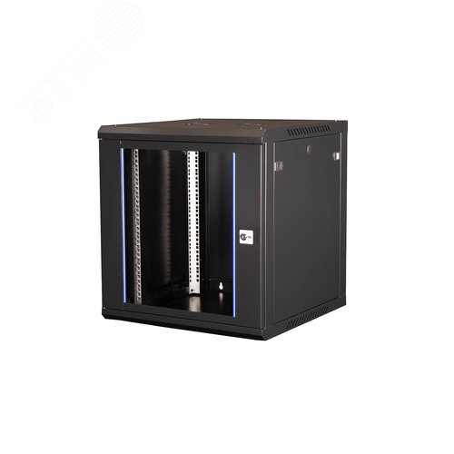 Изображение товара Шкаф 19'' телекоммуникационный настенный, 12U 635х600х600 мм, дверь стекло, черный (шт)