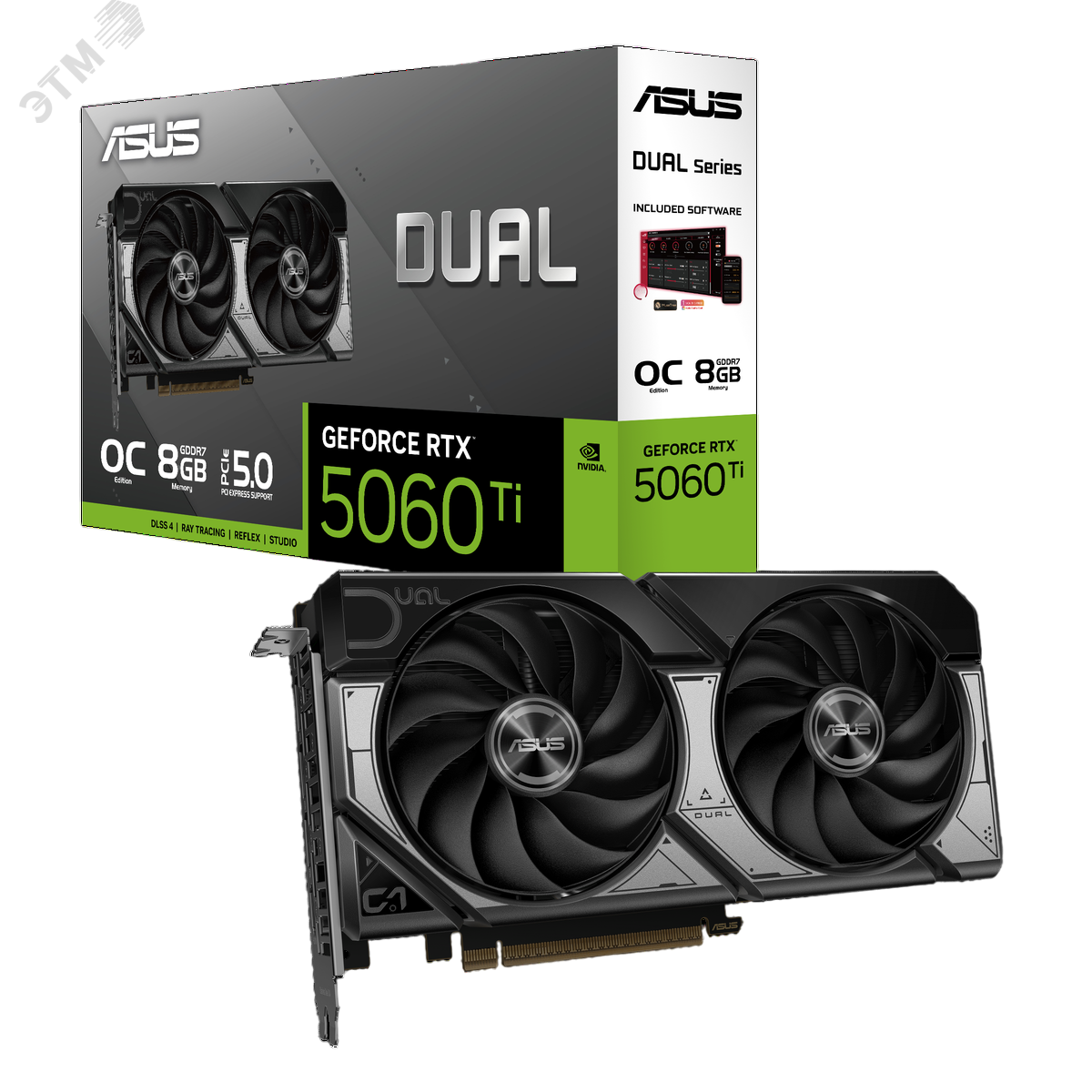 Изображение товара Видеокарта RTX 5060 Ti DUAL OC, NVIDIA GeForce, 8 ГБ, GDDR7, PCI-Express 5.0 (шт)