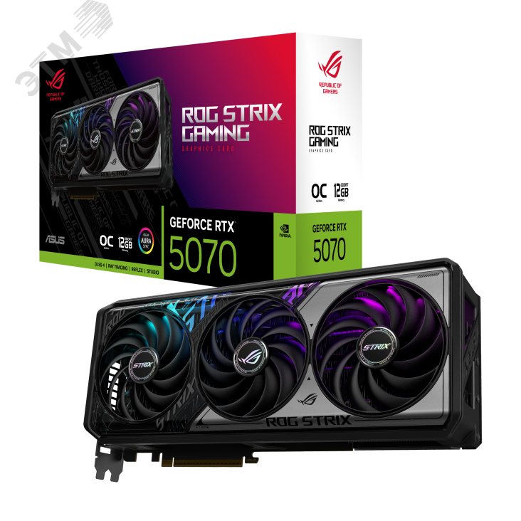 Изображение товара Видеокарта RTX 5070 ROG STRIX OC, NVIDIA GeForce, 12 ГБ, GDDR7, PCI-Express 5.0 (шт)