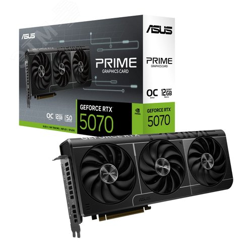 Изображение товара Видеокарта RTX 5070 PRIME OC, NVIDIA GeForce, 12 ГБ, GDDR7, PCI-Express 5.0 (шт)