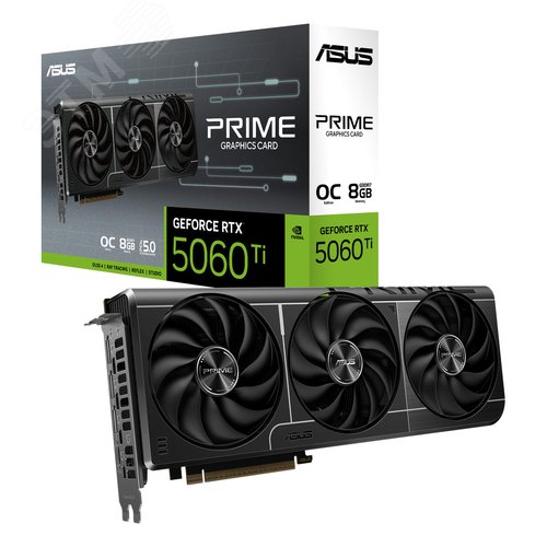 Изображение товара Видеокарта RTX 5060 Ti PRIME OC, NVIDIA GeForce, 8 ГБ, GDDR7, PCI-Express 5.0 (шт)