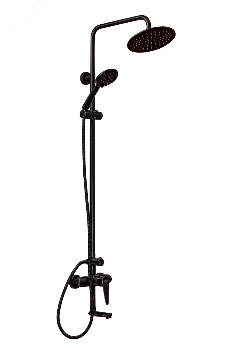 Изображение товара Душевая система ПРОФСАН ПСМ-301-8 STEEL из нержавеющей стали AISI-304 черный-бронза