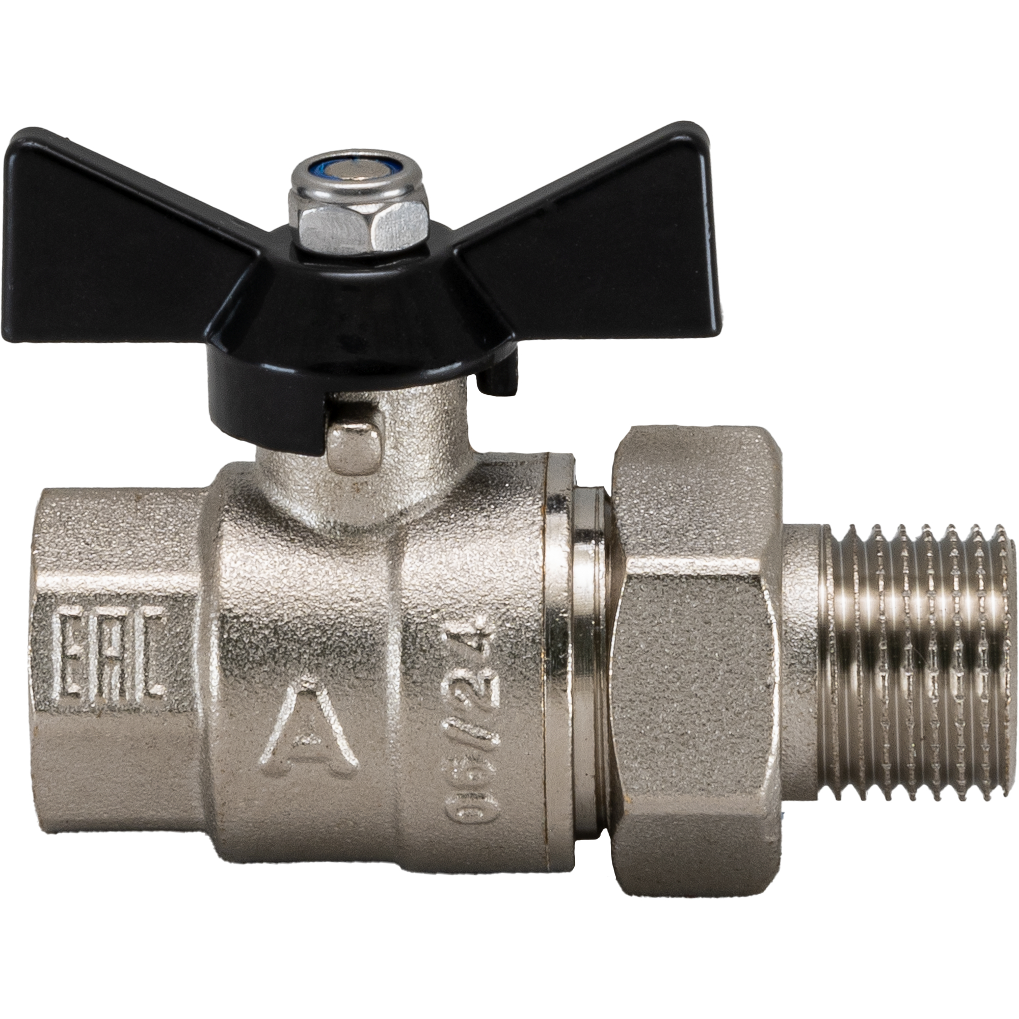 Кран шаровой полнопроходной с сгоном 3/4' ВР/НР бабочка