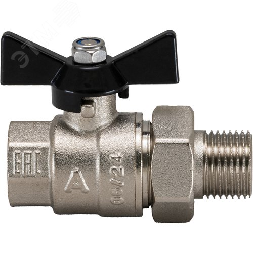 Изображение товара Кран шаровой полнопроходной с полусгоном 1/2' ВН бабочка (шт)