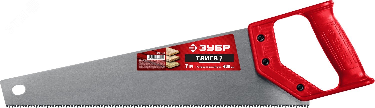 Изображение товара Ножовка универсальная ТАЙГА-7 400 мм 7 TPI для реза древесины фанеры и МДФ