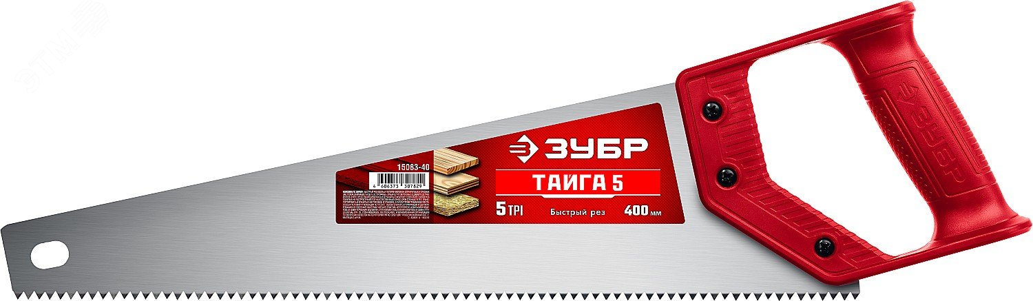 Изображение товара Ножовка для быстрого реза ТАЙГА-5 400 мм 5 TPI для мягкой и твердой древесины