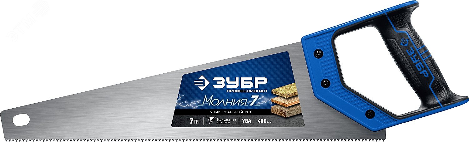 Изображение товара Ножовка универсальная МОЛНИЯ-7 400 мм для фанеры ДСП МДФ закалка