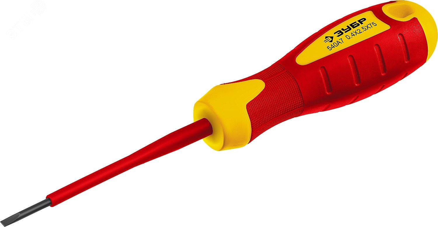 Изображение товара Диэлектрическая отвертка Профессионал Электрик SL2.5х75 мм ЗУБР