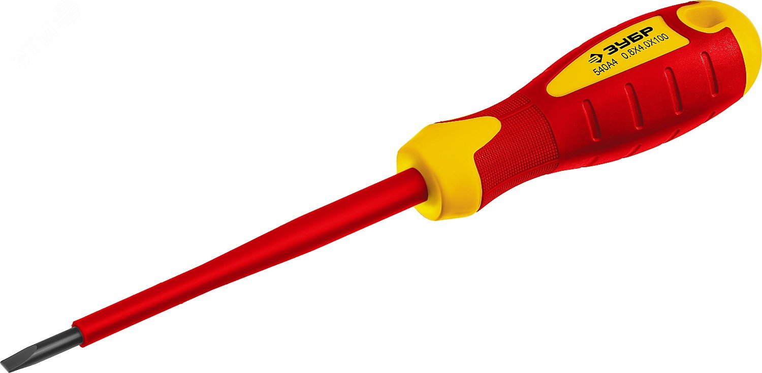 Изображение товара Диэлектрическая отвертка Профессионал Электрик SL4.0х100 мм от ЗУБР