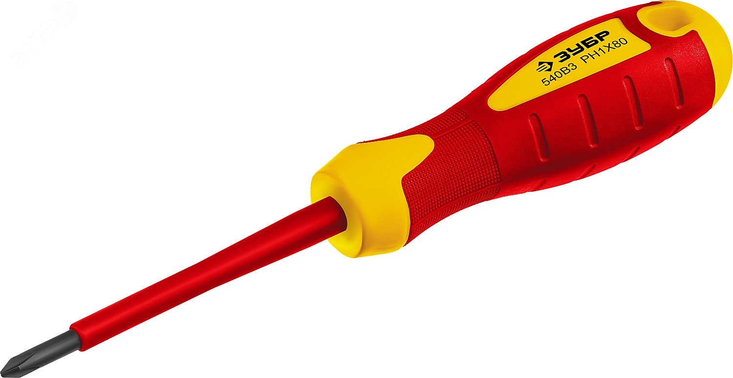 Изображение товара Диэлектрическая отвёртка Профессионал Электрик PH1х80 мм - безопасный инструмент для электромонтажа