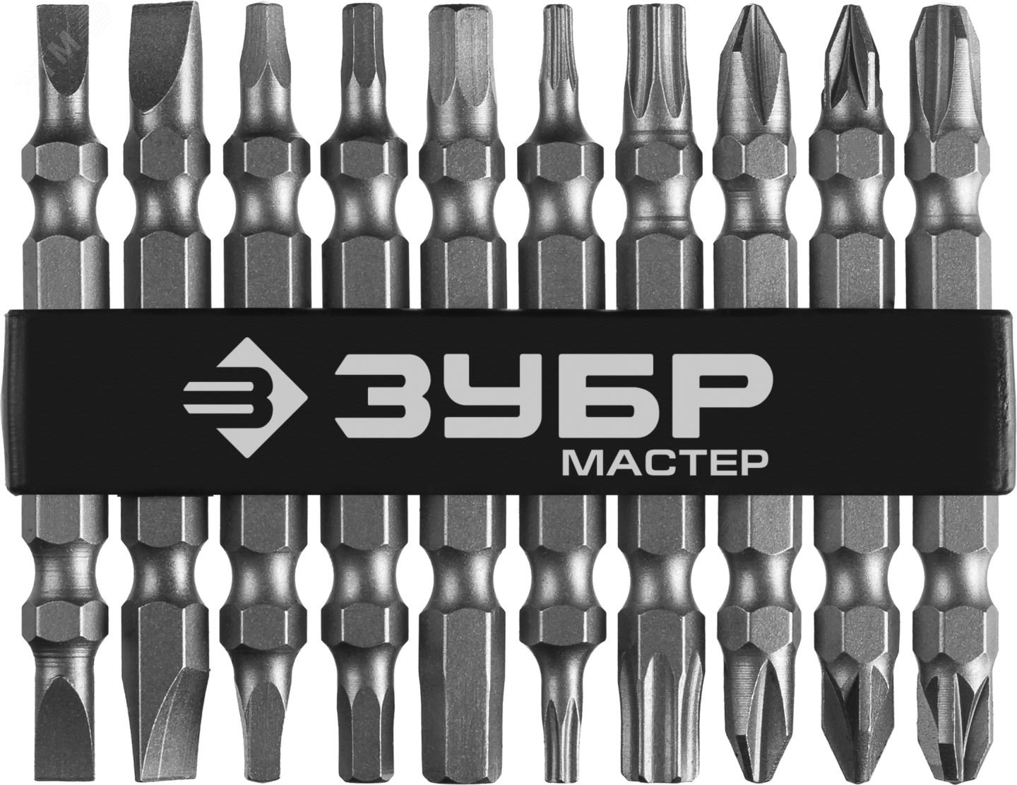 Изображение товара Набор бит длинные ''МХ-10'', Cr-V, двусторонние для шуруповерта в держателе 10 шт (шт)