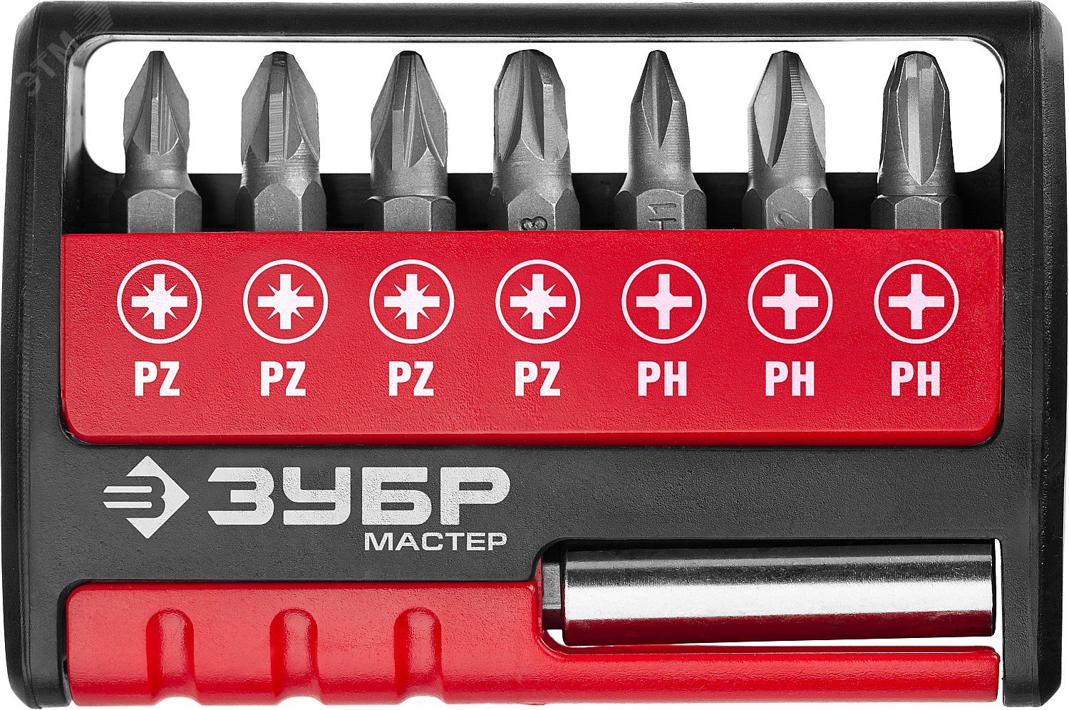Изображение товара Набор бит МХ-8 CR-V с адаптером 8 шт в пластиковом кейсе